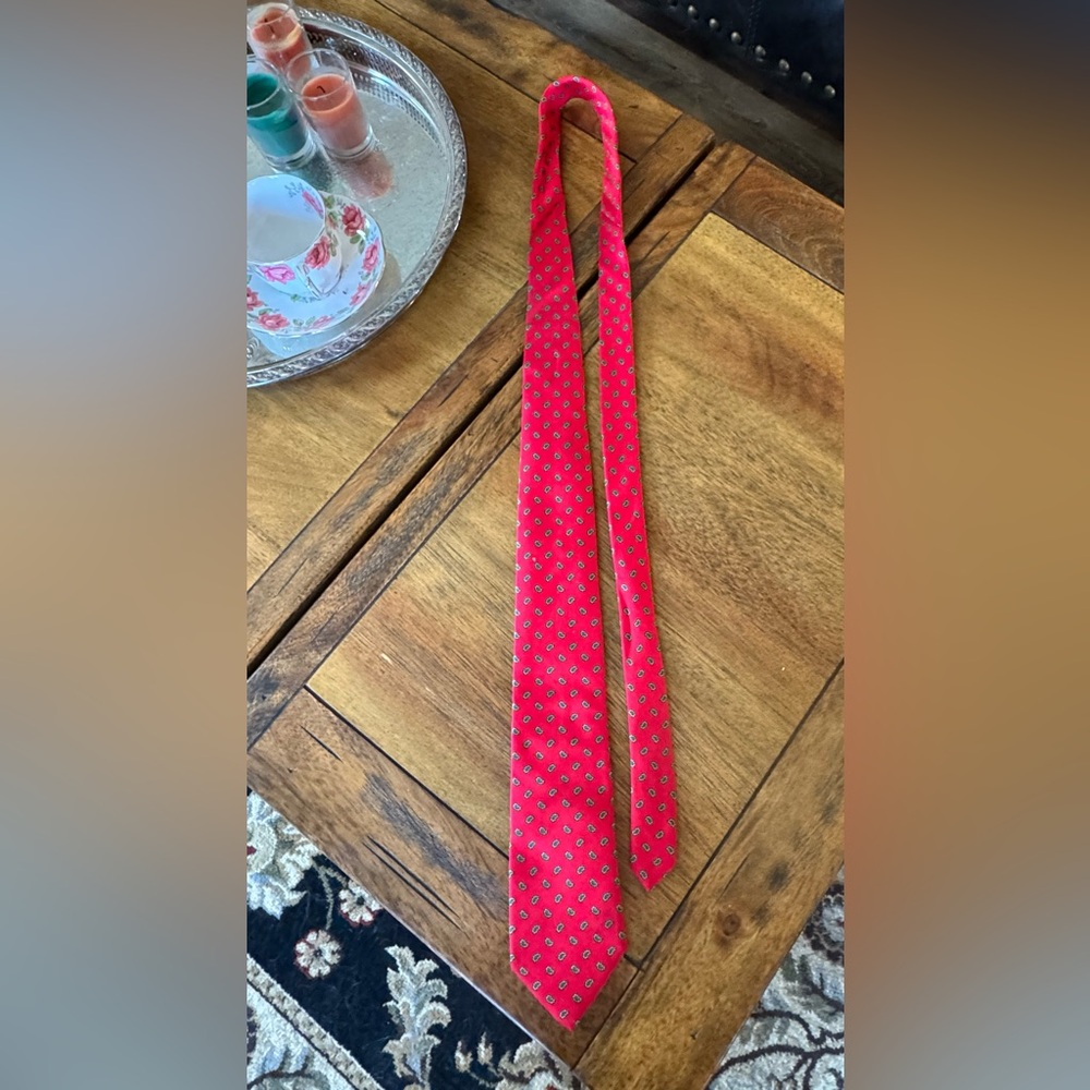 Vintage Courchevel Red Silk Tie Made in Italy Paisley Pattern All Silk